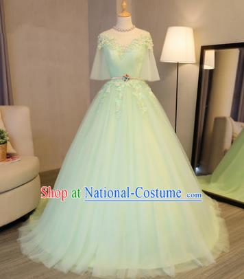 Top Grade Advanced Customization Evening Dress Green Veil Trailing Wedding Dress Compere Bridal Full Dress for Women