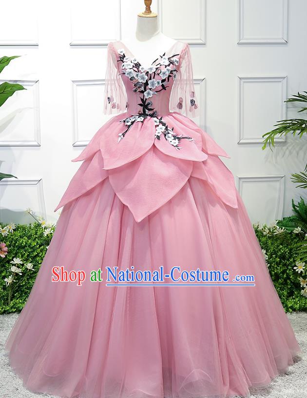 Top Grade Wedding Costume Pink Veil Evening Dress Advanced Customization Bubble Dress Compere Bridal Full Dress for Women