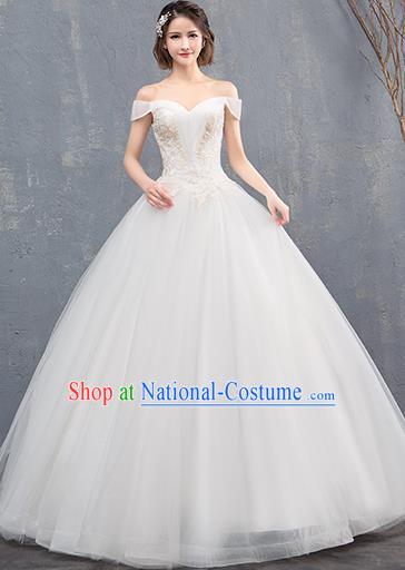 Top Grade Wedding Costume Compere Evening Dress Advanced Customization White Veil Dress Bridal Full Dress for Women