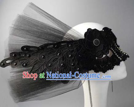 Halloween Exaggerated Queen Black Peacock Face Mask Venice Fancy Ball Props Catwalks Accessories Christmas Masks