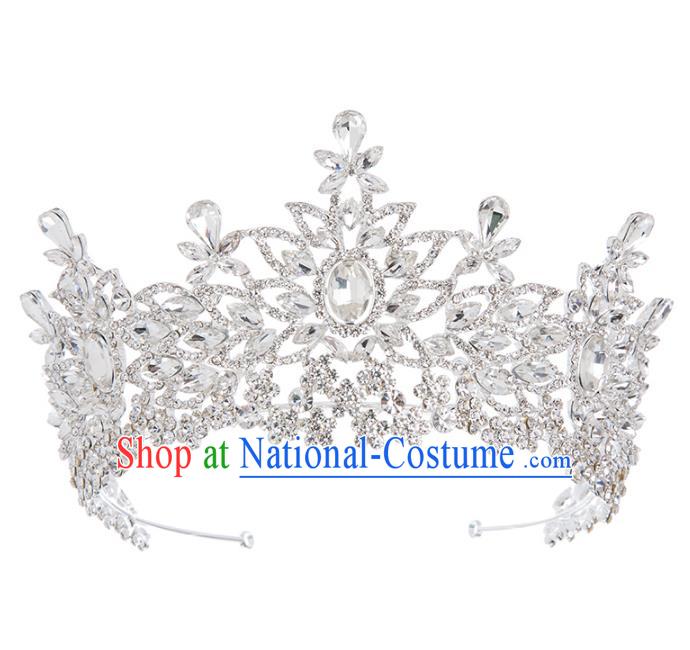 Baroque Bride Hair Accessories Classical Royal Crown Crystal Imperial Crown Headwear for Women