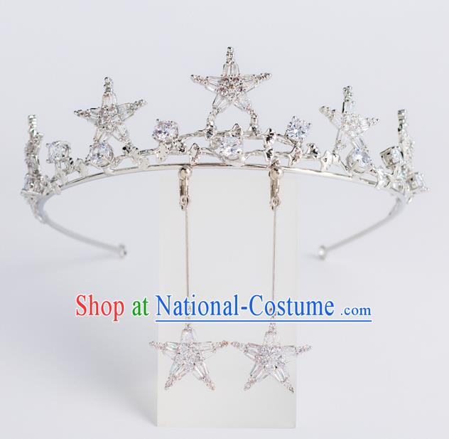 Baroque Bride Hair Accessories Classical Zircon Stars Royal Crown Princess Imperial Crown Headwear for Women