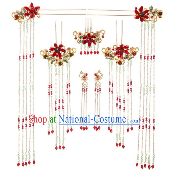 Chinese Traditional Wedding Hair Accessories Ancient Bride Step Shake Phoenix Coronet Hairpins Headwear for Women