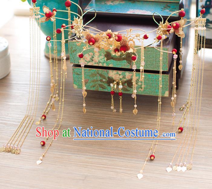 Chinese Traditional Wedding Hair Accessories Ancient Bride Phoenix Coronet Hairpins Step Shake for Women