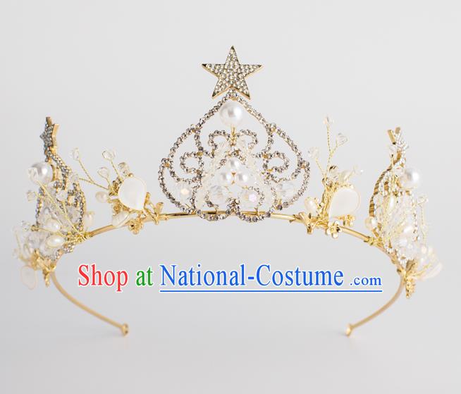 Baroque Bride Hair Accessories Pearls Royal Crown Classical Wedding Princess Imperial Crown for Women