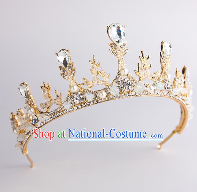 Baroque Bride Hair Accessories Princess Golden Royal Crown Wedding Classical Crystal Imperial Crown for Women