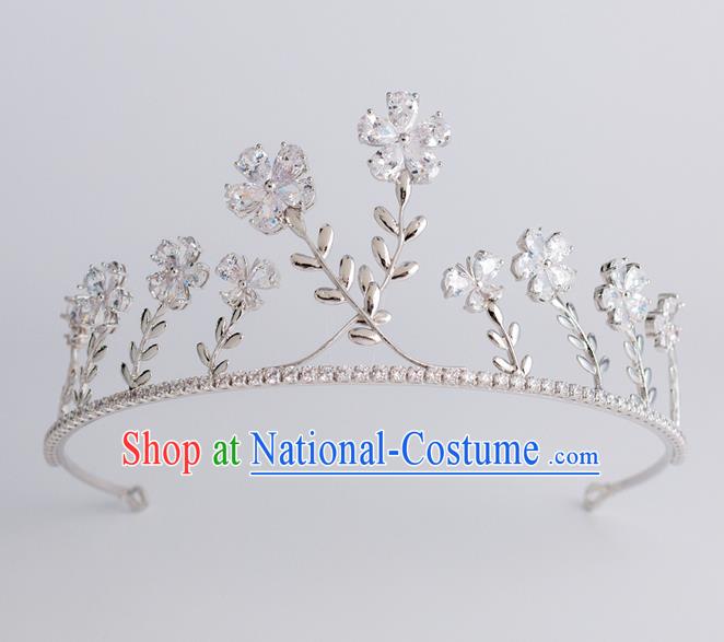 Baroque Princess Royal Crown Bride Classical Hair Accessories Wedding Zircon Flowers Imperial Crown for Women