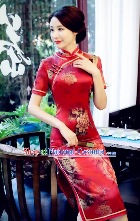 Traditional Ancient Chinese Young Women Cheongsam Dress Republic of China Tangsuit Stand Collar Blouse Dress Tang Suit Clothing