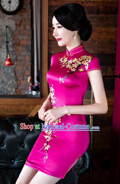 Traditional Ancient Chinese Young Women Cheongsam Dress Republic of China Tangsuit Stand Collar Blouse Dress Tang Suit Clothing