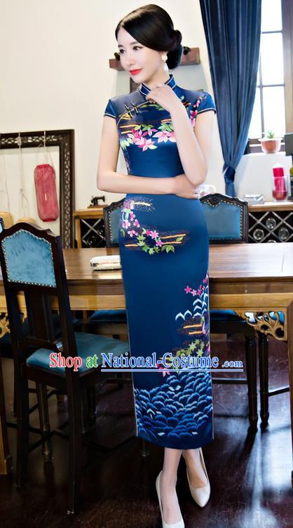 Traditional Ancient Chinese Young Women Cheongsam Dress Republic of China Tangsuit Stand Collar Blouse Dress Tang Suit Clothing