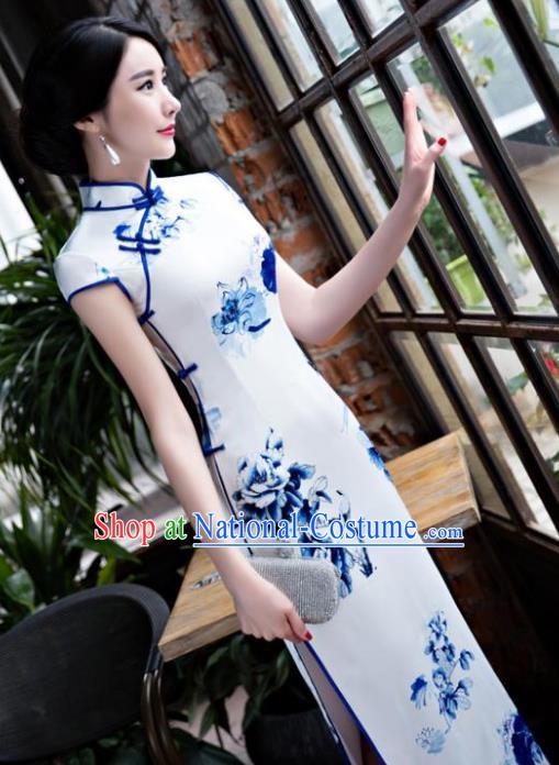 Traditional Ancient Chinese Young Women Cheongsam Dress Republic of China Tangsuit Stand Collar Blouse Dress Tang Suit Clothing