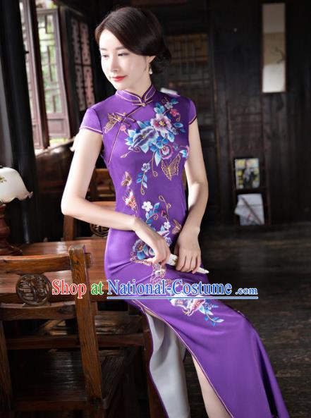 Traditional Ancient Chinese Young Women Cheongsam Dress Republic of China Tangsuit Stand Collar Blouse Dress Tang Suit Clothing