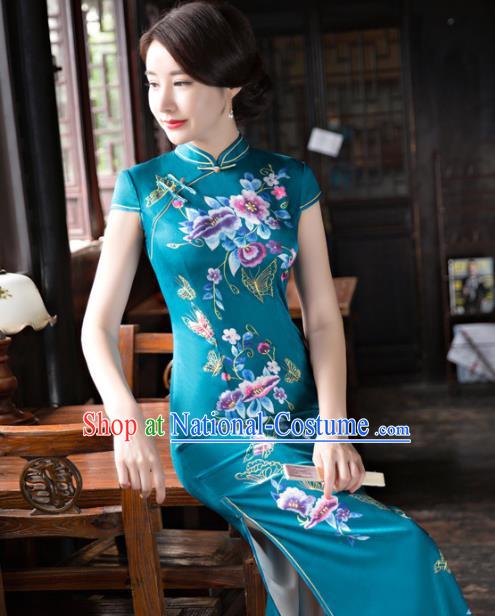 Traditional Ancient Chinese Young Women Cheongsam Dress Republic of China Tangsuit Stand Collar Blouse Dress Tang Suit Clothing