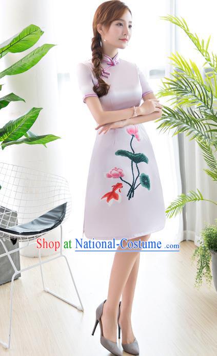 Traditional Ancient Chinese Young Women Cheongsam Dress Republic of China Tangsuit Stand Collar Blouse Dress Tang Suit Clothing