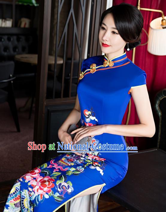 Traditional Ancient Chinese Young Women Cheongsam Dress Republic of China Tangsuit Stand Collar Blouse Dress Tang Suit Clothing