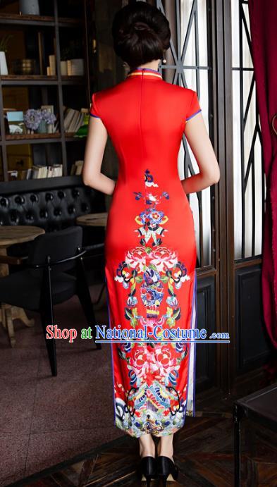 Traditional Ancient Chinese Young Women Cheongsam Dress Republic of China Tangsuit Stand Collar Blouse Dress Tang Suit Clothing