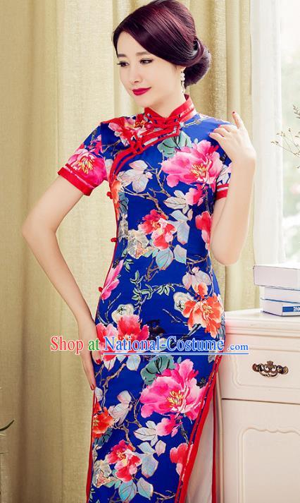 Traditional Ancient Chinese Young Women Cheongsam Dress Republic of China Tangsuit Stand Collar Blouse Dress Tang Suit Clothing