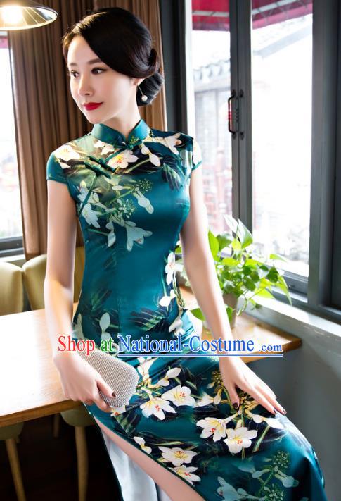 Traditional Ancient Chinese Young Women Cheongsam Dress Republic of China Tangsuit Stand Collar Blouse Dress Tang Suit Clothing