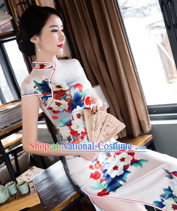 Traditional Ancient Chinese Young Women Cheongsam Dress Republic of China Tangsuit Stand Collar Blouse Dress Tang Suit Clothing