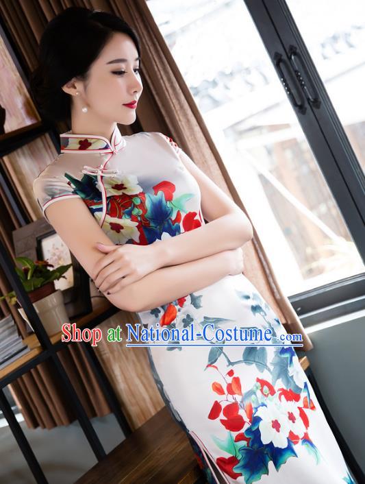 Traditional Ancient Chinese Young Women Cheongsam Dress Republic of China Tangsuit Stand Collar Blouse Dress Tang Suit Clothing