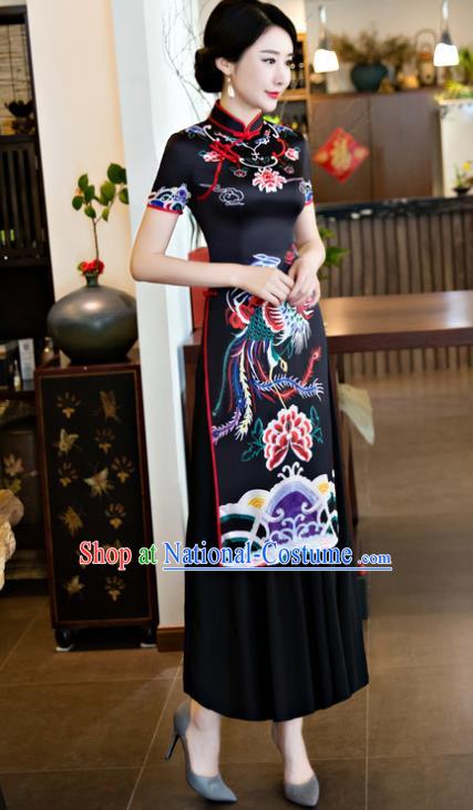 Traditional Ancient Chinese Young Women Cheongsam Dress Republic of China Tangsuit Stand Collar Blouse Dress Tang Suit Clothing