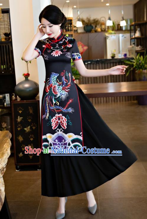 Traditional Ancient Chinese Young Women Cheongsam Dress Republic of China Tangsuit Stand Collar Blouse Dress Tang Suit Clothing