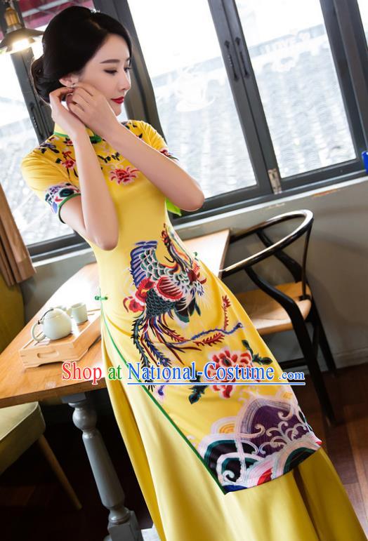 Traditional Ancient Chinese Young Women Cheongsam Dress Republic of China Tangsuit Stand Collar Blouse Dress Tang Suit Clothing