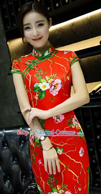 Traditional Ancient Chinese Young Women Cheongsam Dress Republic of China Tangsuit Stand Collar Blouse Dress Tang Suit Clothing