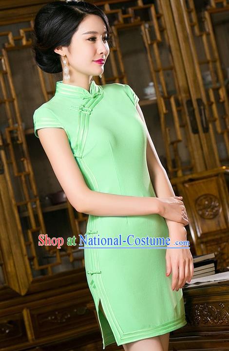 Traditional Ancient Chinese Young Women Cheongsam Dress Republic of China Tangsuit Stand Collar Blouse Dress Tang Suit Clothing