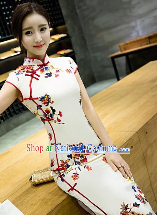 Traditional Ancient Chinese Young Women Cheongsam Dress Republic of China Tangsuit Stand Collar Blouse Dress Tang Suit Clothing