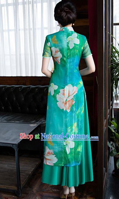 Traditional Ancient Chinese Young Women Cheongsam Dress Republic of China Tangsuit Stand Collar Blouse Dress Tang Suit Clothing