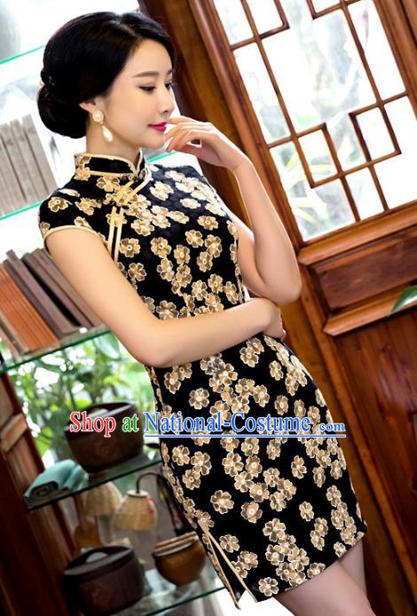 Traditional Ancient Chinese Young Women Cheongsam Dress Republic of China Tangsuit Stand Collar Blouse Dress Tang Suit Clothing