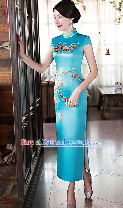 Traditional Ancient Chinese Young Women Cheongsam Dress Republic of China Tangsuit Stand Collar Blouse Dress Tang Suit Clothing