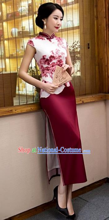 Chinese Top Grade Elegant Purple Silk Qipao Dress Traditional Republic of China Tang Suit Cheongsam for Women