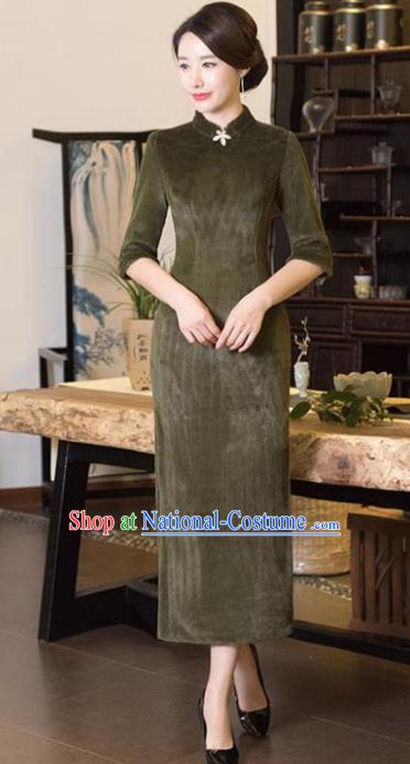 Traditional Ancient Chinese Young Women Cheongsam Dress Republic of China Tangsuit Stand Collar Blouse Dress Tang Suit Clothing