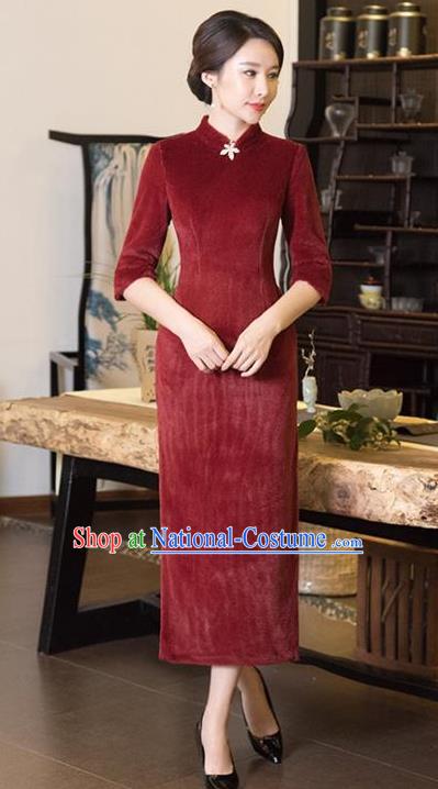 Traditional Ancient Chinese Young Women Cheongsam Dress Republic of China Tangsuit Stand Collar Blouse Dress Tang Suit Clothing