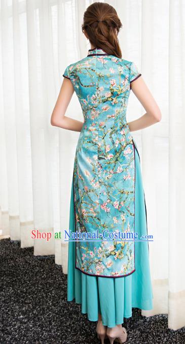 Traditional Ancient Chinese Young Women Cheongsam Dress Republic of China Tangsuit Stand Collar Blouse Dress Tang Suit Clothing