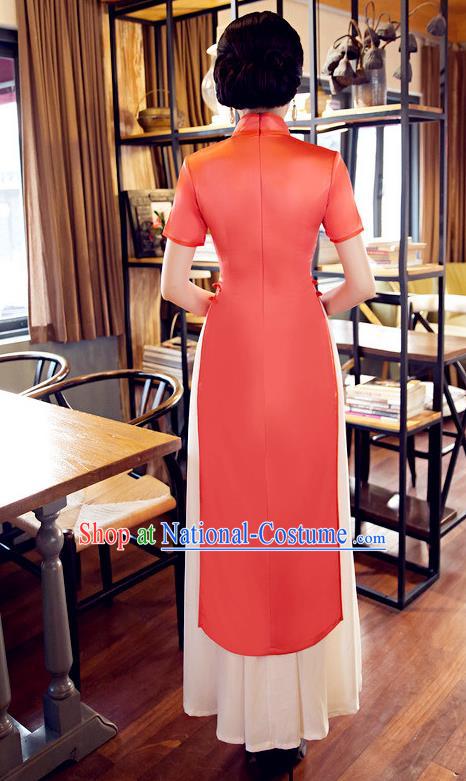 Traditional Ancient Chinese Young Women Cheongsam Dress Republic of China Tangsuit Stand Collar Blouse Dress Tang Suit Clothing