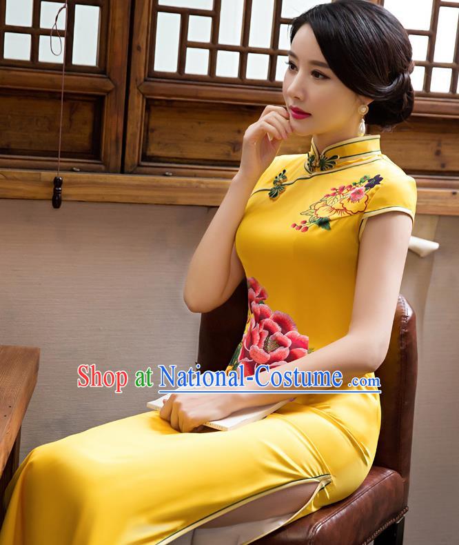 Traditional Ancient Chinese Young Women Cheongsam Dress Republic of China Tangsuit Stand Collar Blouse Dress Tang Suit Clothing