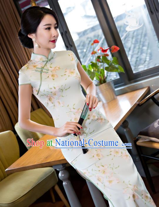 Traditional Ancient Chinese Young Women Cheongsam Dress Republic of China Tangsuit Stand Collar Blouse Dress Tang Suit Clothing