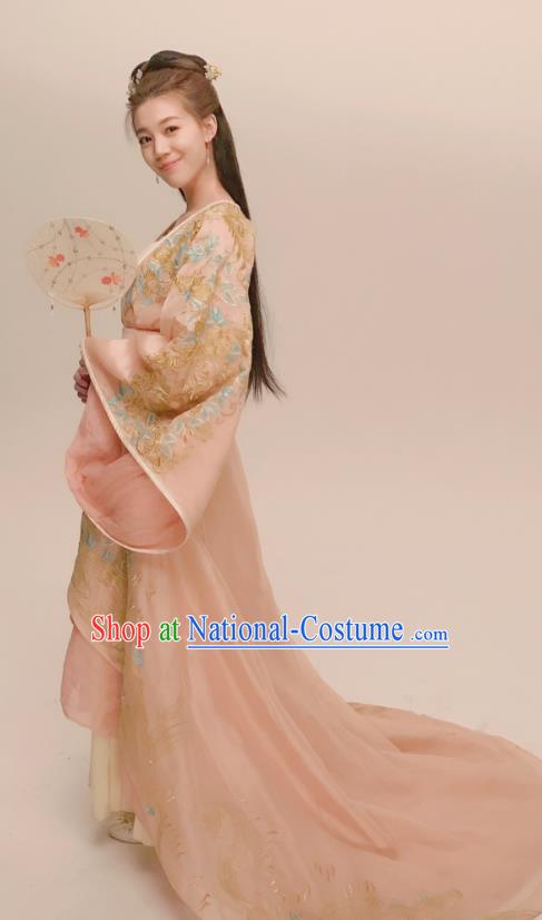 Chinese Ancient Tang Dynasty Palace Lady Hanfu Dress Princess Consort Embroidered Replica Costume for Women