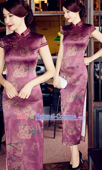 Traditional Ancient Chinese Young Women Cheongsam Dress Republic of China Tangsuit Stand Collar Blouse Dress Tang Suit Clothing