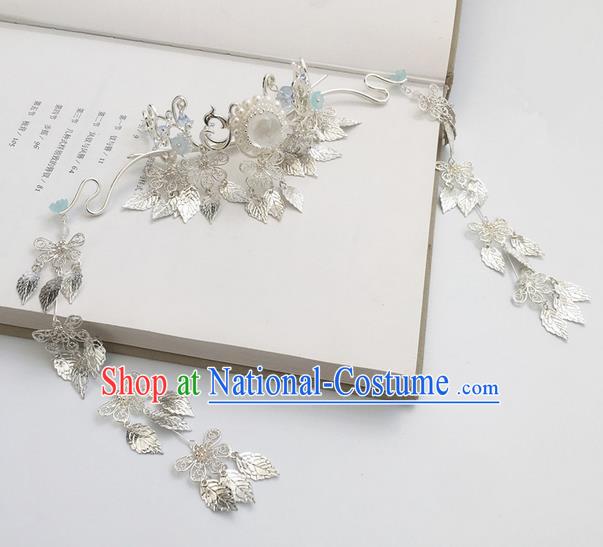 Traditional Handmade Chinese Ancient Hairdo Crown Classical Hair Accessories Tassel Hairpins for Women