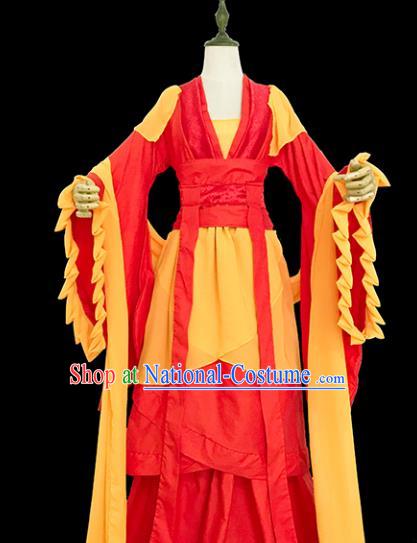 Chinese Ancient Cosplay Swordswoman Red Hanfu Dress Tang Dynasty Female Knight-errant Costume for Women