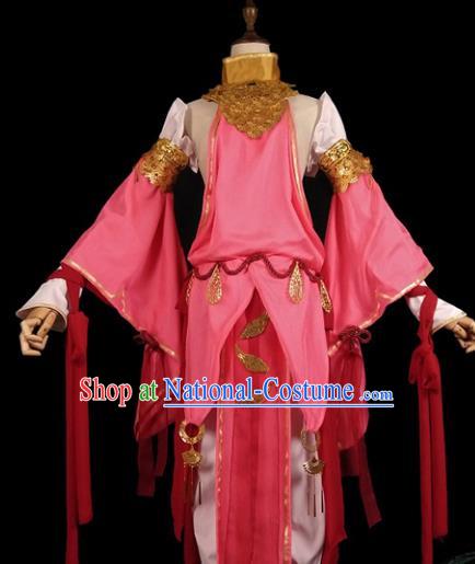 Chinese Ancient Cosplay Swordswoman Pink Hanfu Dress Han Dynasty Female Knight-errant Costume for Women