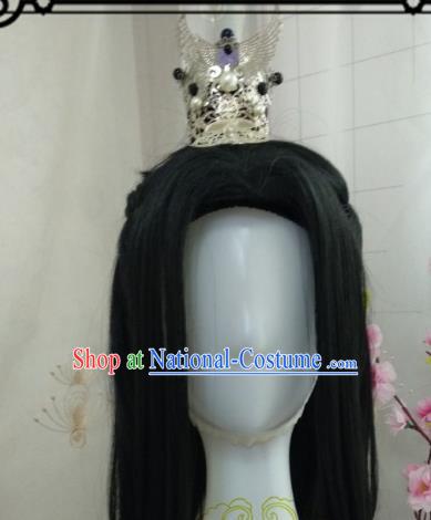 Chinese Traditional Handmade Hair Accessories and Wig Ancient Hairdo Crown Hairpins Complete Set for Men