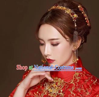 Chinese Traditional Handmade Hair Accessories Bride Xiuhe Suit Hair Comb Ancient Hairpins Complete Set for Women