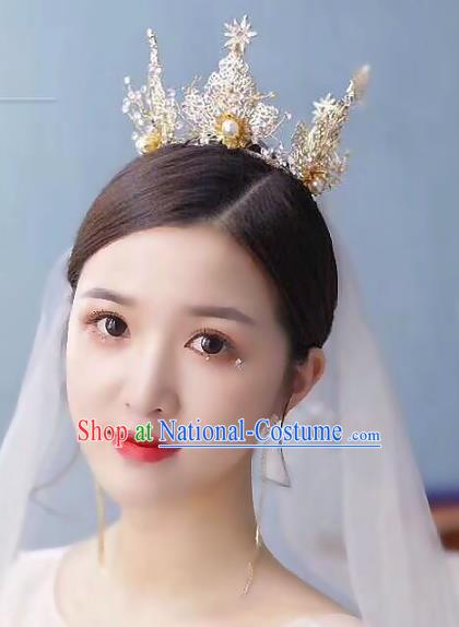 Baroque Style Hair Jewelry Accessories Bride Royal Crown Princess Pearls Imperial Crown for Women