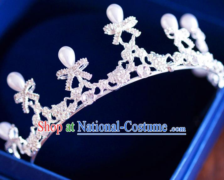 Handmade Baroque Style Hair Jewelry Accessories Bride Crystal Bowknot Royal Crown Princess Imperial Crown for Women