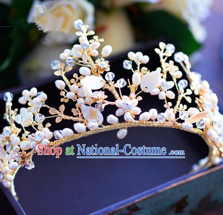 Handmade Baroque Style Hair Jewelry Accessories Bride Pearls Royal Crown Princess Imperial Crown for Women